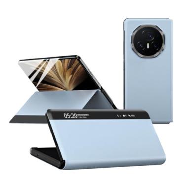 Imagem de FWYANZH Capa de couro para Honor Magic V5, Smart View Window Case Fecho Magnético Flip Folio Stand Slim Capa de Proteção de Corpo Inteiro, Azul, V5