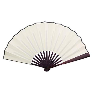 Imagem de Ventilador dobrável de 25 cm, decoração de casamento, dança, artesanato, leque de papel portátil para decoração de sala de estar, lembrancinhas de festa de casamento (branco)