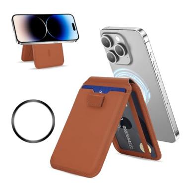 Imagem de Suporte para carteira MagSafe, com vários compartimentos, compatível com a série iPhone, força magnetismo superforte, fino, possui um anel magnético, compatível com a maioria dos smartphones. Carteira