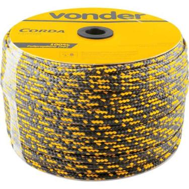 Imagem de Corda Multifil Trançada 10mm x 190m Preta Amarela Vonder