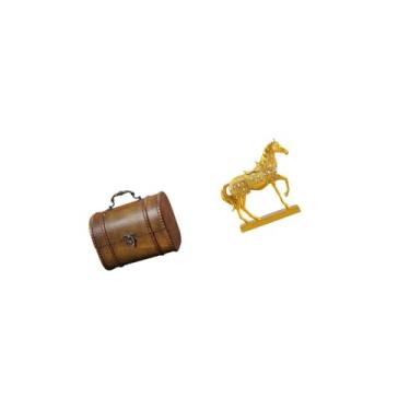 Imagem de YIJU Caixa Organizadora de Joias Vintage em Madeira com Escultura de Cavalo, Ideal para Guardar Anéis, Bijuterias, Anéis, Joias E Outros Objetos. Perfeita