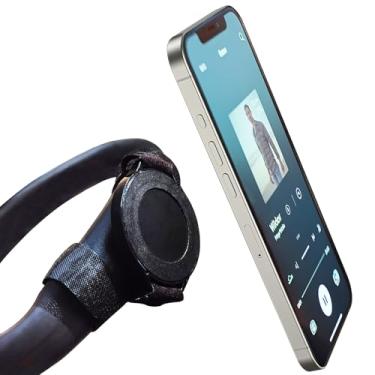 Imagem de LU2000 Suporte de carrinho de telefone para MagSafe, 20 N52 ímãs fortes, suporte de celular estável com alça ajustável para equipamentos de academia, golfe, carrinho de compras, bicicletas