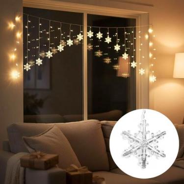 Imagem de Cortina Flocos De Neve C/152 Leds Fio Transparente 4m 110v - Top Natal