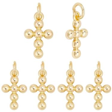 Imagem de Beebeecraft 1 caixa, 12 peças, mini pingentes de cruz, banhado a ouro 18 K, pingente de crucifixo de Cristo, para fazer joias, artesanato, faça você mesmo, colar, pulseira, pingente