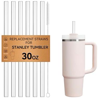 Imagem de Snowfall Canudos de substituição Clear Tritan para copo Stanley de 850 g, pacote com 6 canudos reutilizáveis sem BPA com escova de limpeza, compatível com Stanley Cup, YETI Straw Cup, copo Starbucks