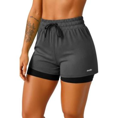 Imagem de Bermuda Short 2 em 1 Feminino Dryfit Treino Academia Esporte Corrida C