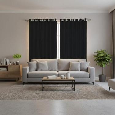 Imagem de Cortina Com Blackout Quarto Voil 100 PVC 280x180cm Ilhós Várias Cores 