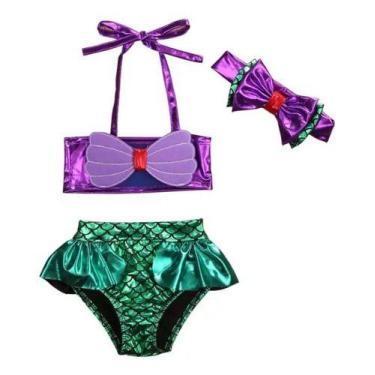 Imagem de Biquíni Maiô Fantasia Princesa Sereia Ariel Praia Infantil - Baby Plus