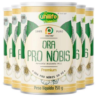 Imagem de Kit 5 Ora Pro-nóbis Pereskia Aculeata Mill Unilife Em Pó 150g