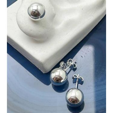Imagem de Brinco Bola 10mm Banho Prata 925 Camada de 50 Milésimos com Verniz - 1