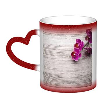Imagem de Copo de café divertido orquídea, copo de cerâmica com mudança de cor sensível ao calor 12 Oz, para café/chá/leite/cacau, para adolescente/aniversário/festival/presentes