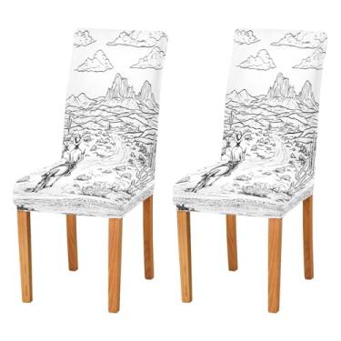 Imagem de CEBUGI Capas de cadeira para sala de jantar, cowboy, montar, elástica, protetora, lavável, removível, para casa, restaurante, banquete, festa, pacote com 2