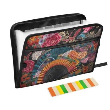 Imagem de Wassud Ventilador com padrões coloridos organizador de arquivos sanfonado letra A4 pastas de arquivo de papel organizador de documentos fólio com etiquetas pasta de arquivo expansível 13 bolsos