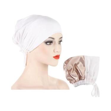 Imagem de Boné Hijab Feminino de Cetim Modal - Dupla Camada, Turbante e Cachecol