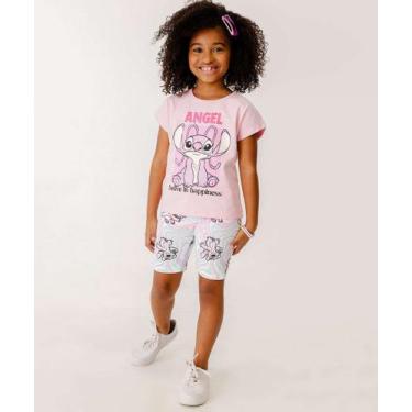 Imagem de Bermuda Infantil Ciclista Stitch Disney Tam 4 a 10-24101, Branco, 10