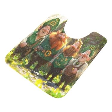 Imagem de Burbuja Tapete de banheiro St. Patrick Gnomos, tapete de banho absorvente de pelúcia macio, base antiderrapante para piso de banheiro, oval em forma de U