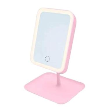 Imagem de Espelho de Mesa Retangular Maquiagem LED TG Touch - Luz 360° Ajustável USB Pilhas, Ampliação 1x 2x 3x Portátil