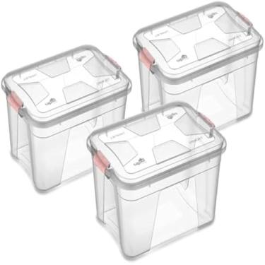 Imagem de Caixa organizadora transparente de plastico, guarda itens e materiais, eficiente. - Cores sortidas