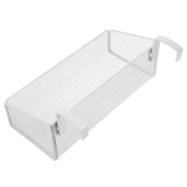 Imagem de DEARMAMY Organizador de cesta de armazenamento de metal sem instalação para divisória de mesa de escritório, dormitório escolar, beliche, prateleira de ferro preta