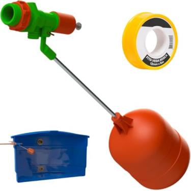 Imagem de Torneira Boia Para Caixa D'Água 1/2" e 3/4" Air Lock Haste Alúminio + Fita Veda Rosca Teflon 12mm x 5m