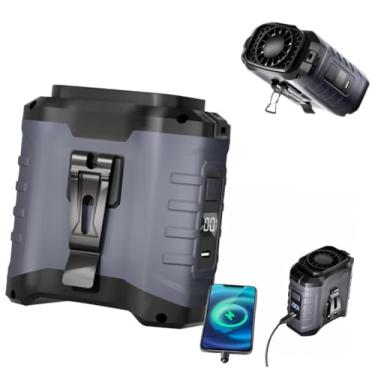 Imagem de Refrigerador de ar vestível, ventilador portátil 5 em 1 de 10000 mAh, 16000 RPM, carregamento USB, à prova de choque e à prova d'água para uso ao ar livre. (cinza)