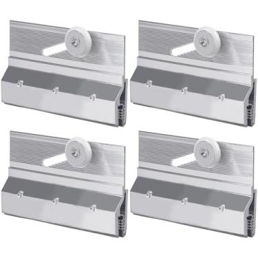 Imagem de M-6053 Rolos de substituição para porta de chuveiro sem moldura, conjunto de rolo de suporte de roda redonda de 9,5 cm, ferragens deslizantes de porta de chuveiro de alumínio cromado com rolamentos de