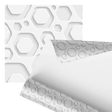 Imagem de Papel de Parede 3D Hexagonal em Relevo, Decorativo, Branco, 2,80 Metros, Design Geométrico Moderno