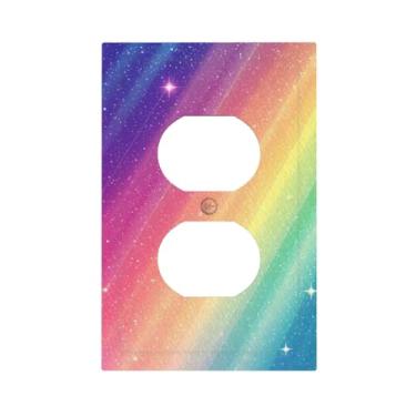 Imagem de WUYOCHA Capas decorativas multicoloridas, arco-íris, colorido, 1 Gang, placa de cobertura para interruptor de luz, placas de parede exclusivas para tomadas elétricas, capas de placa de interruptor