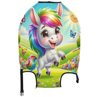 Imagem de Joisal Protetor de bagagem, capa de mala fofa, hippie, colorido, burro colorido, pintura lavável, acessórios de bagagem de viagem, burro colorido hippie fofo, L, Fits 26-28 Inch Case, Capa de mala