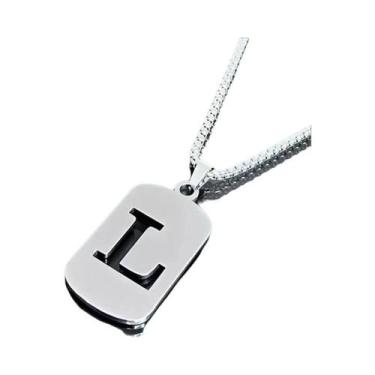 Imagem de Colar Com Pingente De Letra Do Alfabeto A-Z Em Aço Titânio Prateado Pa