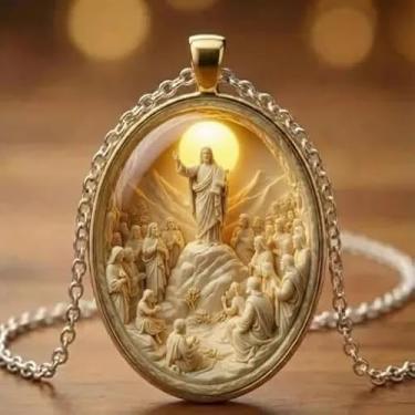 Imagem de Colar com pingente Samaritan Woman At The Well, joia cristã religiosa para mulheres, corrente ajustável com detalhes de cristal, One size., Metal, Sem Pedra Preciosa