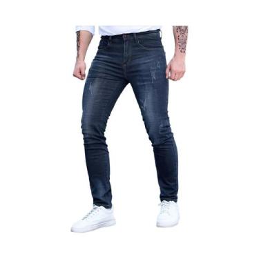 Imagem de Calças Jeans Skinny Vintage Para Homens, Lavagem Vintage, Ajuste Slim,