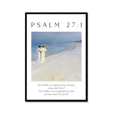 Imagem de Coleção de Salmos das Escrituras Monet Van Gogh Famosa Pintura em Aquarela Impressão Verso da Bíblia Pôster em Tela Decoração de Parede de Casa Cristã (SKU18,30,5x40.6 cm = (30x40cm), Moldura de metal