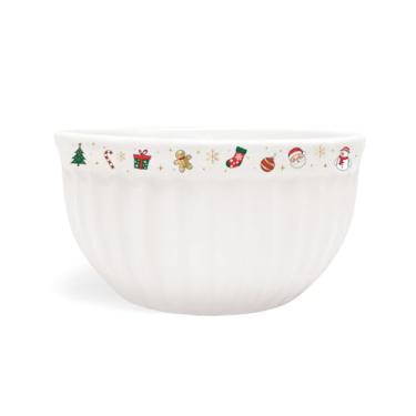 Imagem de Tigela Itália Natal Cerâmica 480ml 2° LINHA DEFEITOS Feliz Natal Bowl Cumbuca Sopas Caldos Sobremesas(Branca Enfeites)