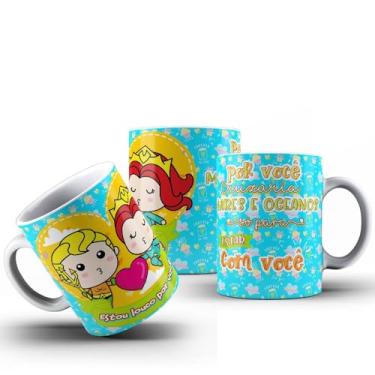 Imagem de Caneca Casal Namorados Personagens E Frases Românticas Porcelana 325ml (ESTOU LOUCO POR VOCÊ)