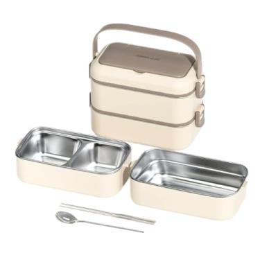 Imagem de Aço Inoxidável 304 - Camada Isolamento à Prova de Vazamento Caixa Almoço Bento com Grade Multicamadas Talheres Incorporados Palitos Comida Colher Funç