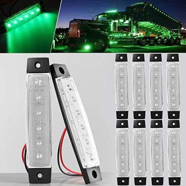 Imagem de BJZ Luzes de LED para trailer, verde, 6 LEDs, barra de luz indicadora de sinal, 12 V, 9,7 cm, faixa de luz indicadora de sinal frontal e traseira, à prova d'água para trailer, caminhonete, furgão,