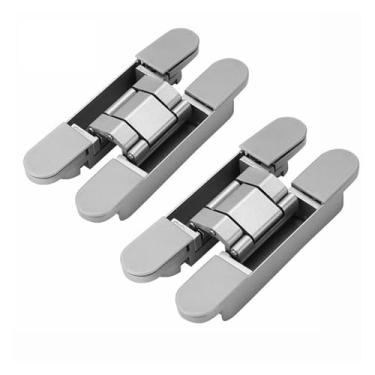 Imagem de 2 peças 40/80 kg dobradiça de porta articulada acessórios de móveis porta de madeira oculta porta dobrável ajustável capacidade de carga oculta (40 KG-prata)