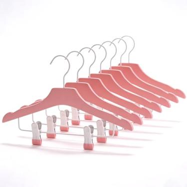 Imagem de HELEE Cabides de madeira ultrafinos de madeira rosa de 32 cm para armário de roupas, 20 peças, cabides de madeira para bebês, recém-nascidos, calças, calças de ganga, economia de espaço, resistente