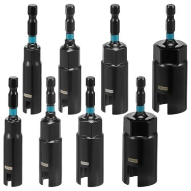 Imagem de Conjunto de 8 peças de chave de porca de asa, 4 tamanhos, kit de soquete de porca de asa de aço cromo vanádio com haste sextavada de 1/10.2 cm para torção de fio de parafuso de olhal (preto)