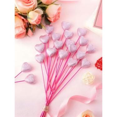 Imagem de 12 peças de hastes de flores artificiais para o Dia dos Namorados, coração de frutas vermelhas, ramos, spray para arranjos de flores, enchimento de vaso para o dia das mães, presentes de casamento