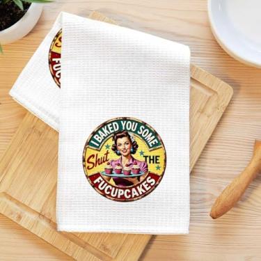 Imagem de Toalhas de cozinha engraçadas Sassy Lady, toalha de prato de microfibra absorvente decorativa humorística, toalha de chá, toalhas de mão de trama waffle para casa de banho cozinha, I Baked You Some