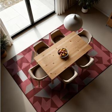 Imagem de 1 Tapete Sala de Jantar Mesa Grande 200X250 Js Do Zi Vr (M10 Vermelho - Geométrico Moderno)