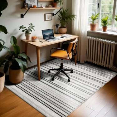 Imagem de 1 Tapete Escritório Grande Antiderrapant 150X200 Js Do Li Vr (M60 Areia Cinza - Listrado Geométrico Moderno)