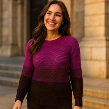 Imagem de Blusa Manga Longa Trico Tricolor Degrade Casual Atemporal - Vitrine Co