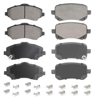 Imagem de Conjunto de pastilhas de freio a disco semi-metálicas dianteiras de cerâmica para Dodge Journey 2009-2012, Grand Caravan 2008-2012, Chrysler Town/Country 2008-2012, VW Routan 2009-2012 8 peças (com