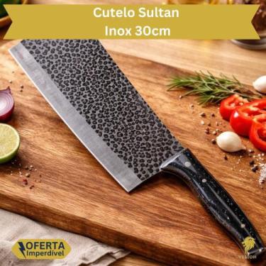 Imagem de Cutelo Faca Aço Inox Profissional Premium Cabo Reforçado Cozinha Açoug