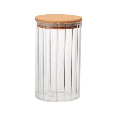 Imagem de Porta Mantimento Canelado Dynasty em Vidro Borossilicato e Tampa em Bambu - 750ml