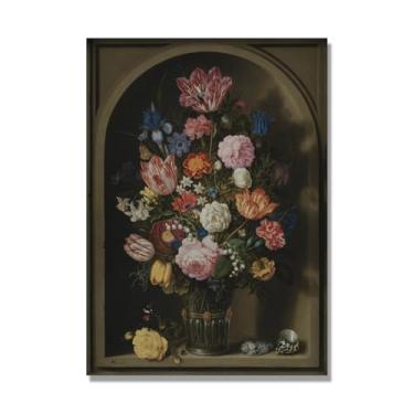 Imagem de NHLDZYH Arte floral vintage natureza morta, pintura botânica clássica, decoração de casa quente para sala de estar e sala de jantar. C07. 70 x 98 cm - 27,5 x 38,6 pol. Somente tela