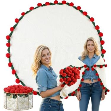 Imagem de SmoothNovelty Cobertor feito à mão com buquê de flores de crochê rosa romântico feito à mão para sua namorada, Dia das Mães, Dia dos Namorados, casamento, aniversário, 70 cm